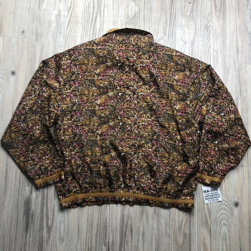 Vintage VTG ANNEY Women Brown Geomatrix Zip Windbreaker Jacket Large L Brown❄️MA - Picture 9 of 11