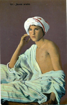 North Africa ethnic Arab nude male original vintage 1910s Rare Tinted