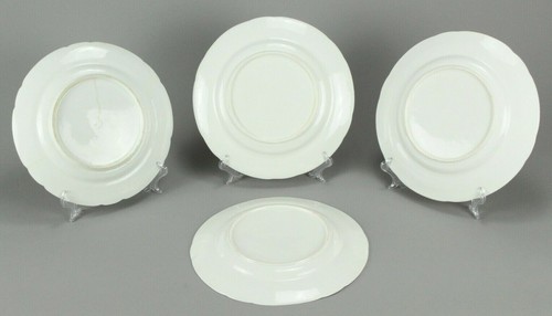 = Ea. 1800's Coalport, Shropshire Set of 4 Porcelain Plates Hand Painted Flowers - Picture 8 of 12