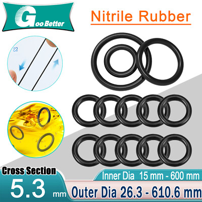 Metric Nitrile Rubber O-Rings Seals 5.3mm Cross Section 15-600mm Inner Diameter