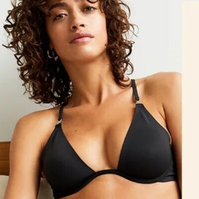 Free People Bra Womens 36D Ari Underwire Neo Bra Black Neoprene