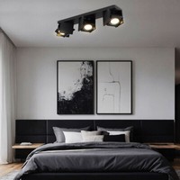 Deckenlampe Deckenleuchte Spotleuchte KüChenlampe Alu Schwarz Spots Schwenkbar