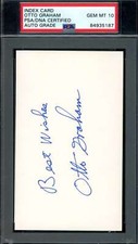 Otto Graham Gem Mint 10 PSA DNA Signed 2 3x5 Index Card Autograph