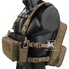 KRYDEX D3CR Chest Rig Harness Mag Pouches & D3 Flatpack Backpack Rucksack Coyote