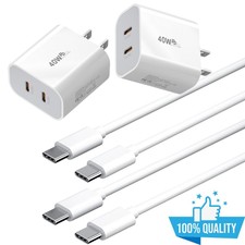 PD 40W Power Fast Wall Charger For iPhone 15 16 17 Pro Max USB-C to USB-C Cable