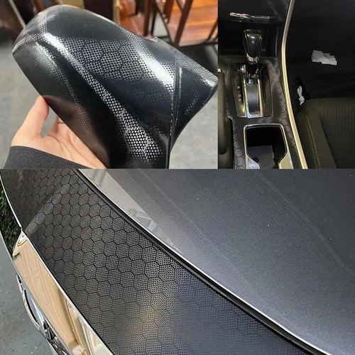 Calcomanía adhesiva negra con patrón de panal de fibra de carbono rollo de vinilo para automóvil - Imagen 2 de 7