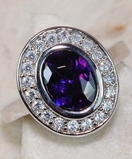 3CT Amethyst  Topaz 925 Solid Sterling Silver Ring Sz 7 UB1-3