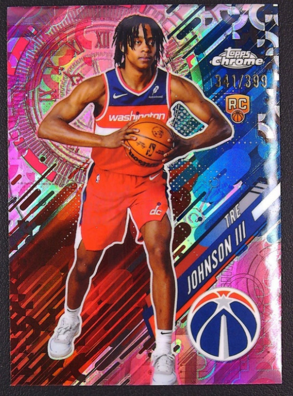 Tre Johnson III 2025-26 Topps Chrome 341/399 Pink Go Time RC Wizards #GT-21