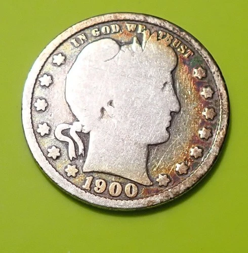 1900-P Barber Quarter  - Good - W/Toning - 90% Silver -  # 1219
