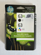 HP 63XL Black 63 Tri-Color Ink Cartridges 2-Pack Genuine Original OEM NEW