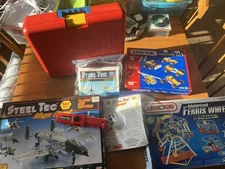 Lot of Vintage Meccano Erector Sets Parts Storage Case Power Tool Rare Find