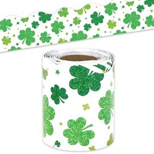 32.8ft St. Patrick's Day Bulletin Board Border Green White Lucky Shamrock Clover