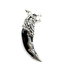 Silver Plated Wolf Tooth Pendant – 60mm White Fang Charm 1pc Large Tooth Pendant