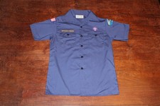 Boy Scouts of America BSA Youth Shirt Blue Large Glued Patches Short Sleeve