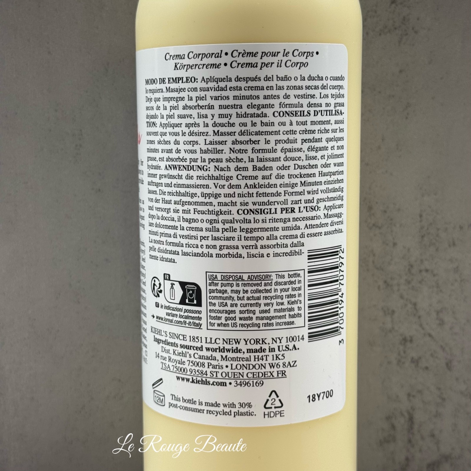 Kiehl's Creme de Corps Body Moisturizer Body Lotion - 16.9 fl.oz./ 500 ml