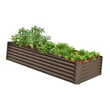 8x4x1.5 ft Galvanized Raised Garden Bed, Outdoor Planter Garden Boxes Large