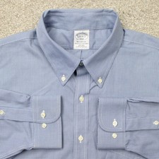 Brooks Brothers Shirt Mens 17 1/2, 6/7 Blue Regent Non-Iron Cotton Long Sleeve