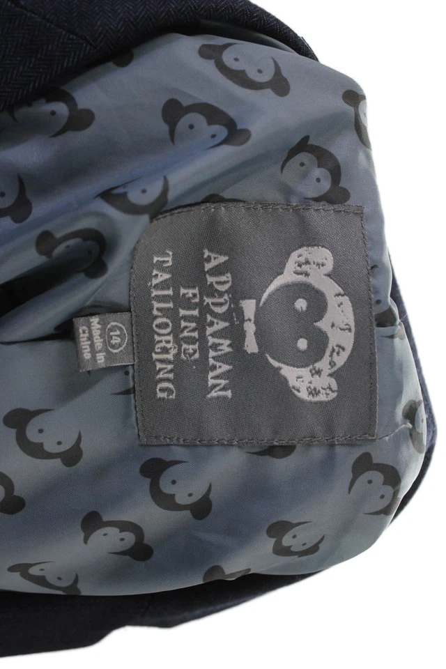 Appaman 儿童男孩人字形印花西装外套海军蓝 14 码 — 第 3/4 张图片