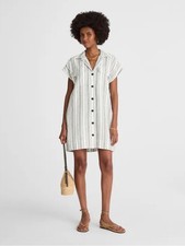 Madewell Utility Short-Sleeve Mini Shirtdress in 100% Linen Size Medium