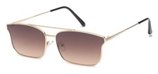 Sleek Womens Trendy Square Metal Gold Color Frame Brown Gradient Lens Sunglasses