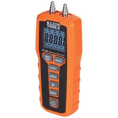 Klein Tools ET180 Digital Manometer, Air and Gas Pressure Tester, One Size