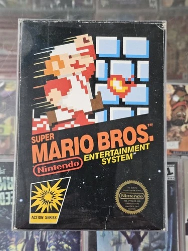 Vintage 1985 Super Mario Bros. Nintendo NES CIB Complete Black Box 5 Screw Cart