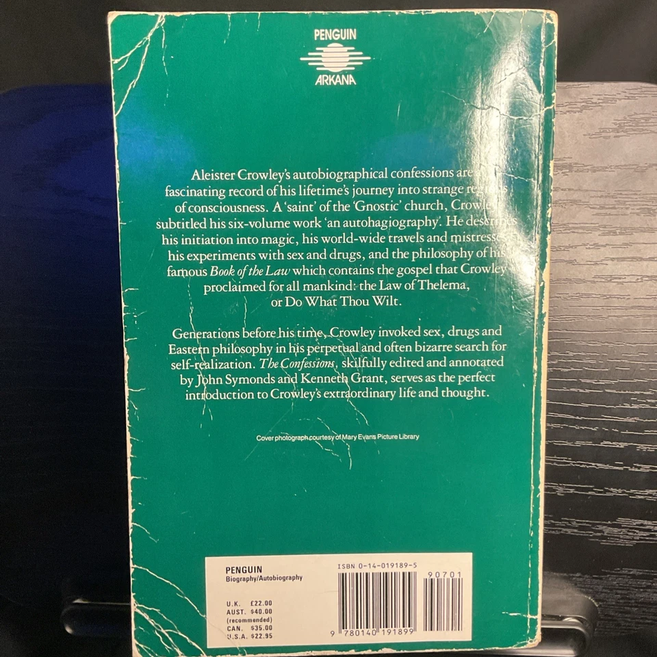 THE CONFESSIONS OF ALEISTER CROWLEY 1989 Penguin Arkana Softcover Occult — 第 4/4 张图片