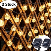 15M Solar LED Lichterkette AußEn Warmweiß Kugel Solarleuchte Beleuchtung Deko