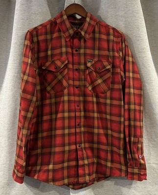 Dixxon Flannel Shirt Mens S Jarhead Red Pearl Snap Up Plaid Workwear