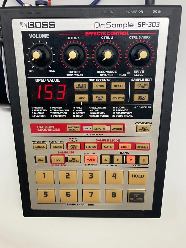 Boss SP-303 Dr. Muestra 2003 con adaptador + tarjeta de memoria funcionando BR63417 Foto 2 de 4