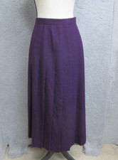 Vintage Talbots 100 Worsted Wool Pleated Skirt Womens 14 Purple Maxi USA Career