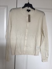  168 NEW NWT J.Crew 100 Cashmere Cardigan Sweater size M ivory white crew neck