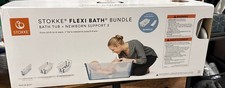 Stokke Flexi Bath Bundle, Sandy Beige - Foldable Baby Bathtub Newborn Support