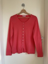 PETER HAHN Damen Feinstrick Strickjacke 42 Koralle 100% Baumwolle Kurzarm