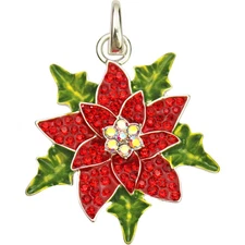 KIRKS FOLLY POINSETTIA OPEN RING CHARM SILVER TONE