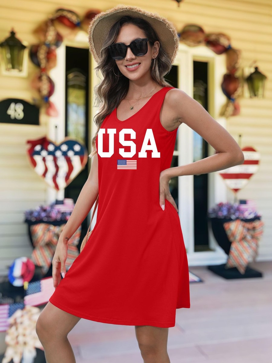 american flag cocktail dress Women 4th of July Sleeveless Tank Dress 250 Anniversary U Pretty Little Thing Size Mother Dress 20260820 July dresses and everyday summer wear Color:Dark Lavender