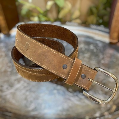 Vintage Justin Brown Top Grain Cowhide Leather Belt Western Cowboy