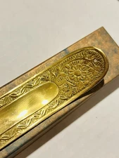 Traditional Vintage Incense Stick Holder From India with Etched Gold-Toned Brass