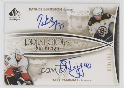 2007 SP Authentic Prestigious Pairings Patrice Bergeron Alex Tanguay Auto 4lz