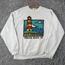 Vintage Tultex Sweatshirt Men's Size Large Virginia Beach USA MADE 90's STAINING