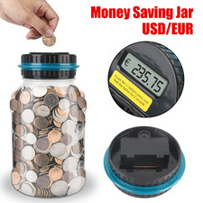 Spardose mit Z&auml;hlwerk M&uuml;nzz&auml;hler Sparschwein Digital Sparb&uuml;chse LCD Display 1.8L