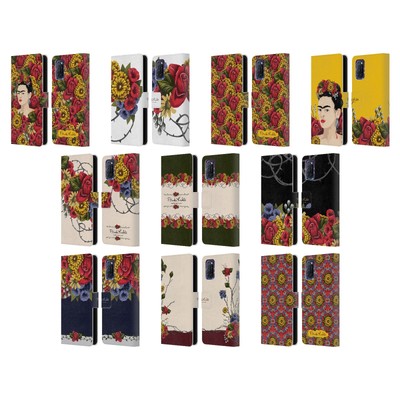 OFFICIAL FRIDA KAHLO RED FLORALS LEATHER BOOK WALLET CASE COVER FOR OPPO PHONES