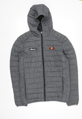 Ellesse Wintermantel Herren Grau XS Puffer Jacke Kapuze Reißverschluss
