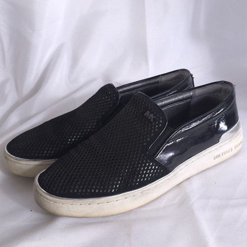 Michael Kors Black Suede Perforated Leather Black Slip On Sneakers 8.5 M Women - Picture 3 of 10