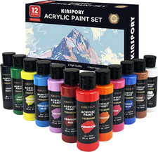 Acrylic Paint Set 12 X 60 Ml - Water-Resistant, Assorted Colors for Beg