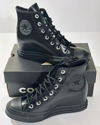 Converse Chuck Taylor All Star Wedge Platform Hi Black Leather Sz 7 A12827C