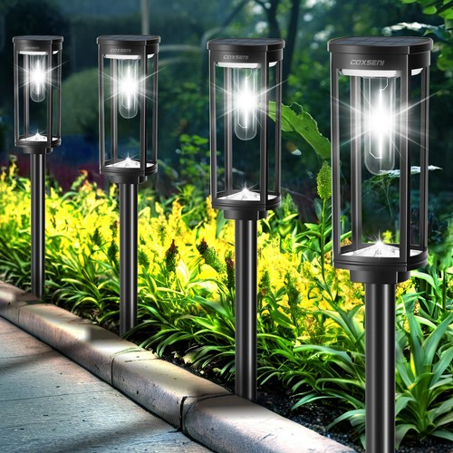 Solar Path Lights Outdoor 8 Pack, Bright Solar Pathway Lights Outside Waterpr...