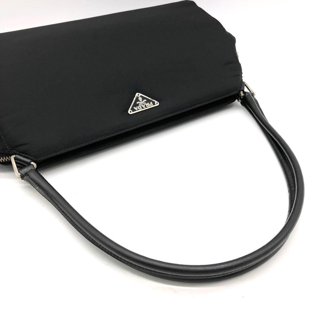 PRADA Handbag Triangle Logo Nylon Leather Black Authentic thumbnail 7