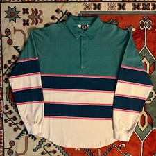 Vintage Y2K MENS GOTCHA Surf Skate Polo Rugby Preppy Long Sleeve STRIPED Size XL