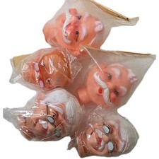 Lot of 5 Various VTG NOS Craft Santa Claus Doll Head Face Rubber Holiday Craft